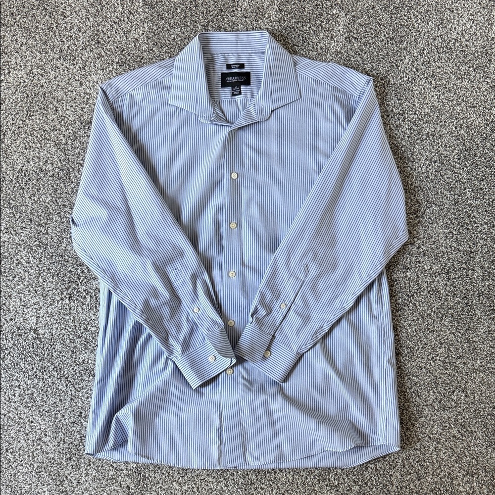 Reaction Kenneth Cole Blue Striped Dress Shirt